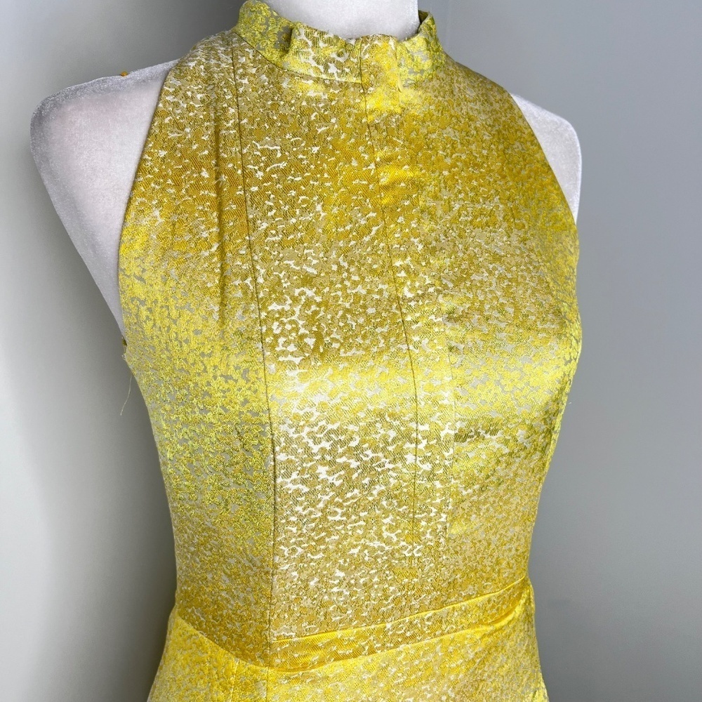 Vintage Akris Punto Mock Neck Knee Length Sleeveless Yellow Dress 6 - Picture 2 of 6
